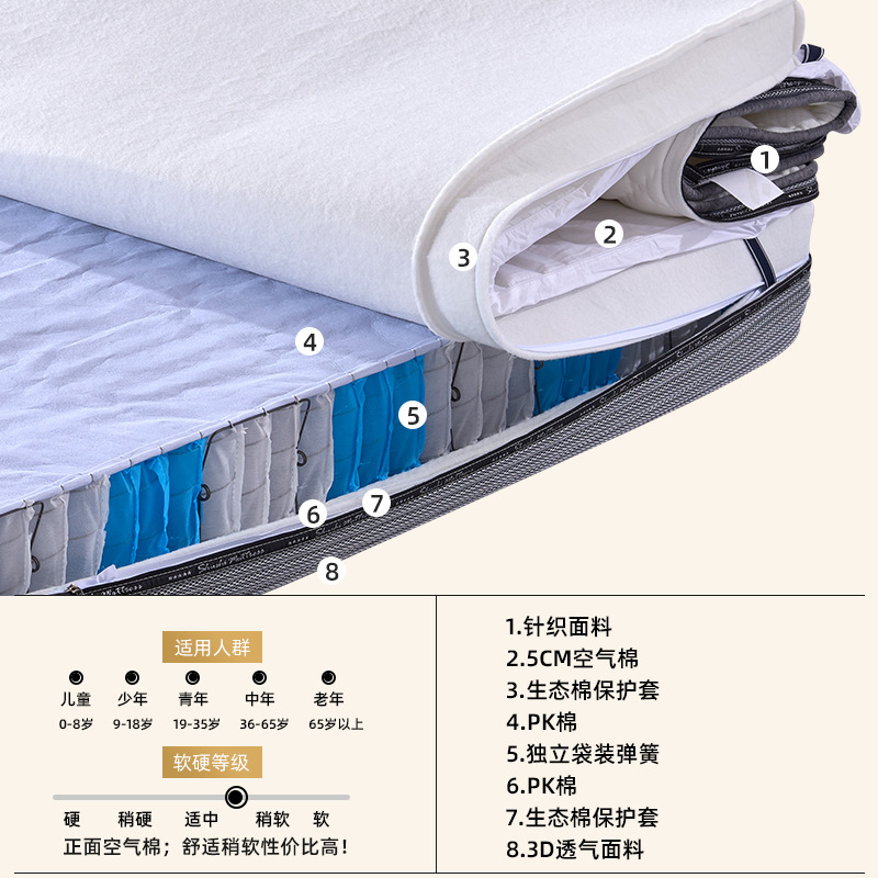 メーカー直販5cm空気綿クッション取り外し可能マットレス家庭用独立スプリングdiyコンビネーションマットレス席夢思|undefined