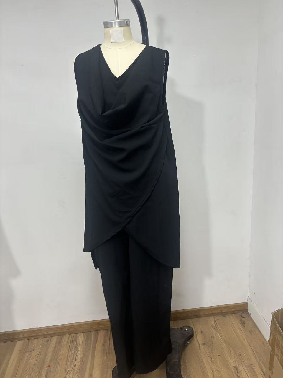 Women's Sleeveless Stand Collar Solid Color Cotton Linen Suit Elegant Loose Resort Style Spring Summer_ecoleips.com