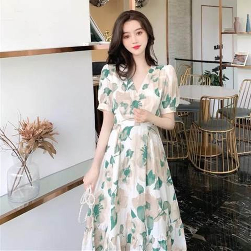 Summer 2022 New Hepburn Style Salted Sweet Long Dress Ankle Fairy Mori Style Sweet Floral Dress for Children Summer 2022 New Hepburn Style Salted Sweet Long Dress Ankle Fairy Mori Style Sweet Floral Dress for Children