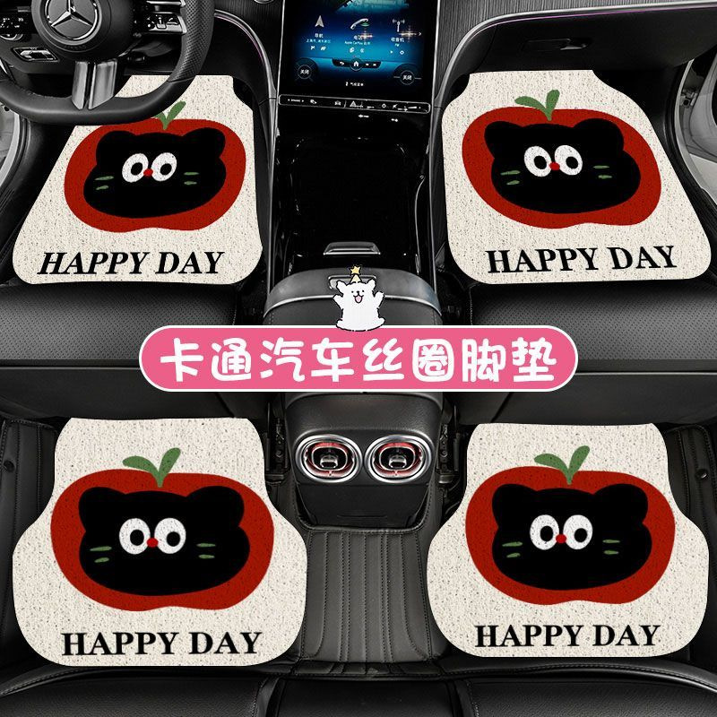 Customizable small order cute cartoon versatile silk loop car floor mat, mud-scraping, non-slip, dirt-resistant, wear-resistant, easy to clean