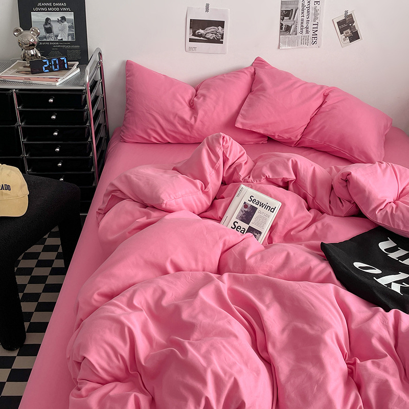 2024 nueva serie de cuatro piezas de mezcla y combinación de color sólido de algodón lavado de peso alto