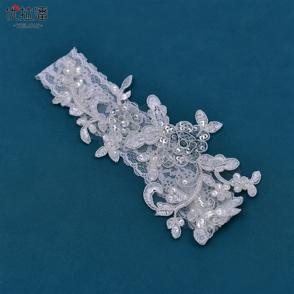 優拉潘  新娘大腿環吊襪帶 亮片蕾絲寫真配飾 歐美風婚禮腿帶ST17