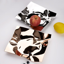 欧式创意风异形零食果盘茶几高档不锈钢水果盘客厅波浪纹装饰果盘