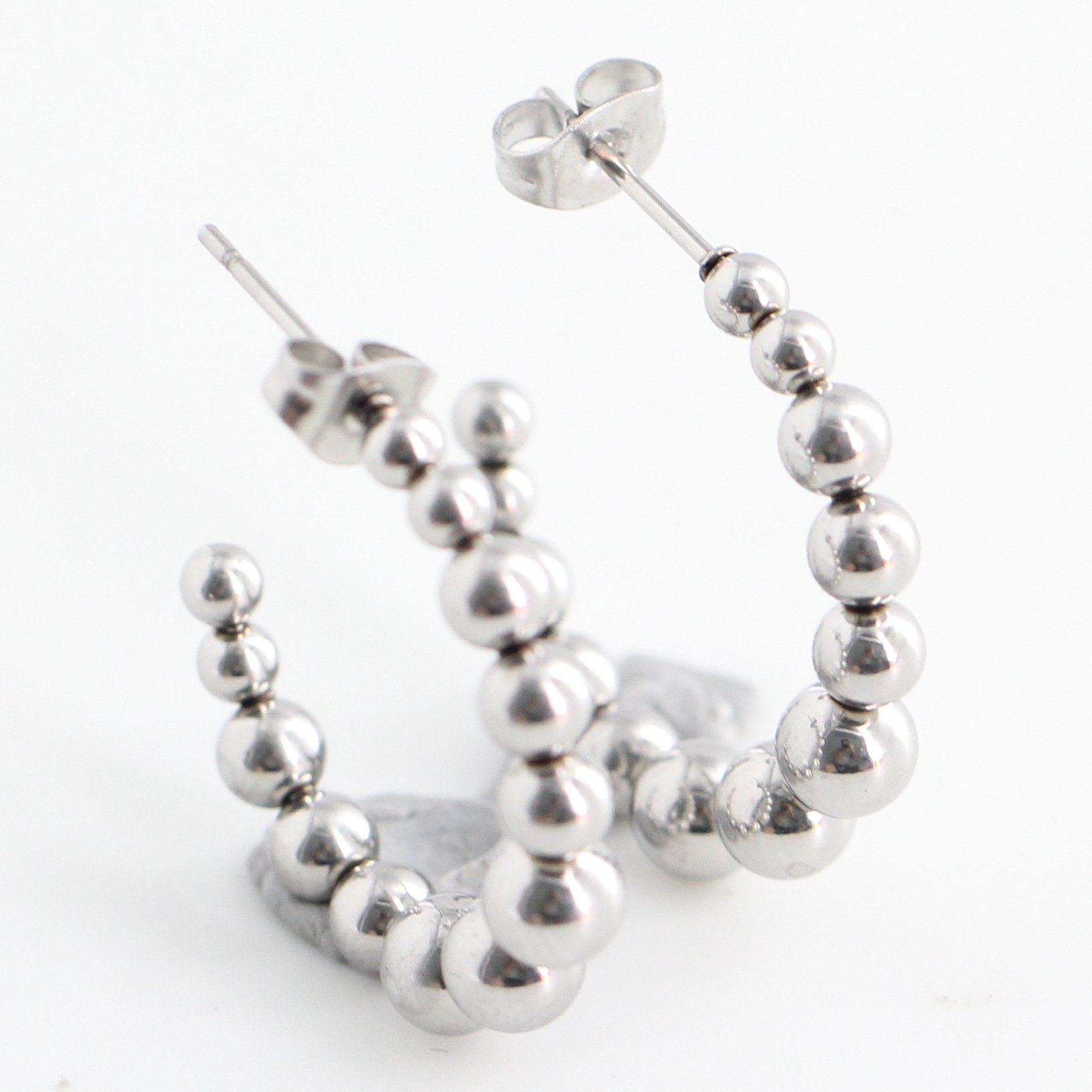 1 Pair Simple Style C Shape Metal Beaded Womenu0027S Earrings