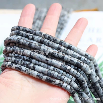 Zərgərlik ara hissələri – 3*6mm Natural Agate Red Pattern - natural-black-picasso-36mm