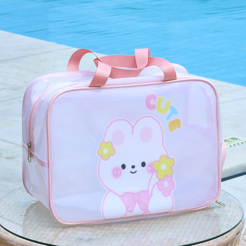 Swim bag for children, dry-wet separation, waterproof storage bag for boys and girls, sports portable, cute cartoon beach tote bag