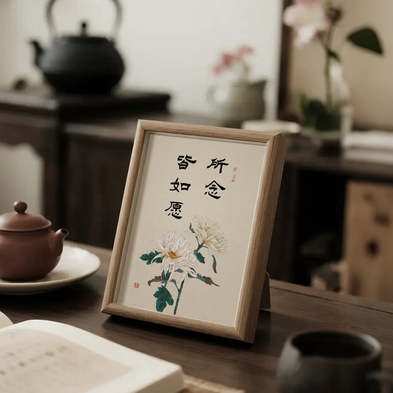新中式实木相框摆台书法字画家居装饰礼品摆件|undefined