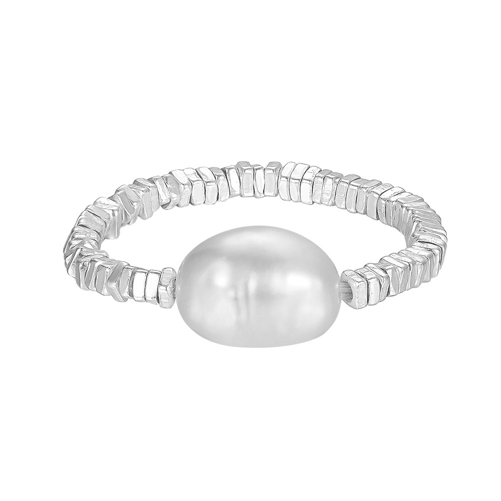1 Piece Quantity Holiday, Daily Occasion 925 Sterling Silver Freshwater Pearl Solid Color Rings
