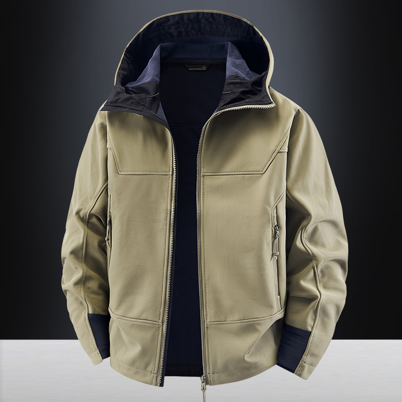 Outdoor Hooded Jacket, Men's Jacket, Mountaineering Clothing, Tactical Shake, Thickeneded Windproof Soft Shell Jacket, Popular Live Broadcast Outdoor Hooded Jacket, Men's Jacket, Mountaineering Clothing, Tactical Shake, Thickeneded Windproof Soft Shell Jacket, Popular Live Broadcast