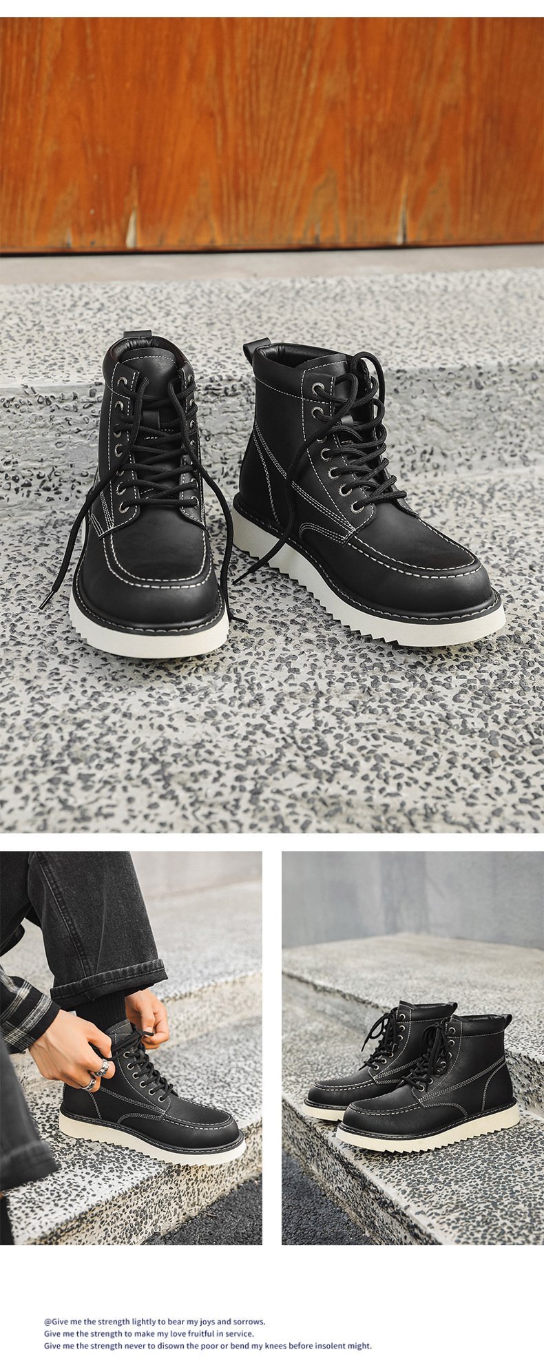 Herren Martin Boots Mit Dicker Sohle Für Outdoor Und Arbeit_voghion.com