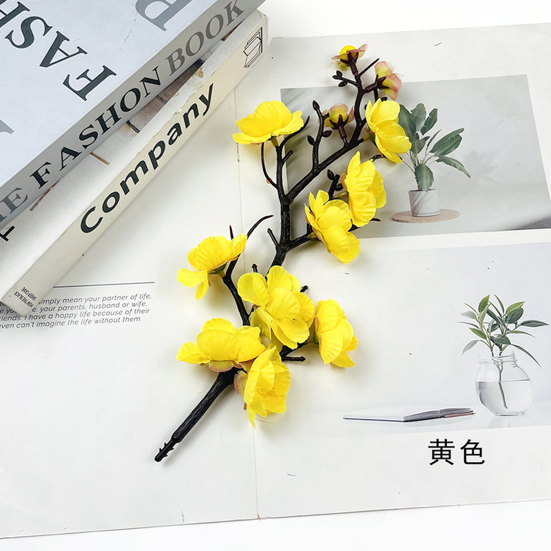 仿真腊梅枝桃花 中式diy祝寿蛋糕寿宴小摆件婚礼堂花艺道具小摆件|undefined