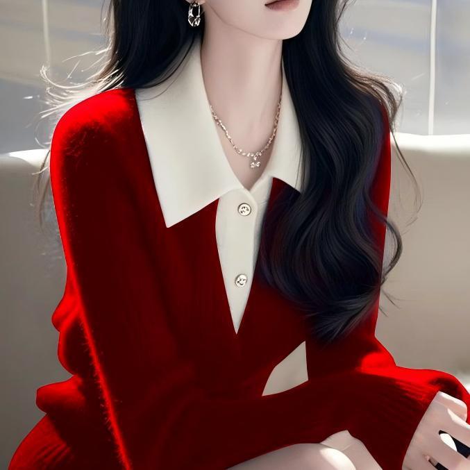 2025早春秋新款针织假两件毛衣女高级感短款小个子修身打底衫上衣|undefined