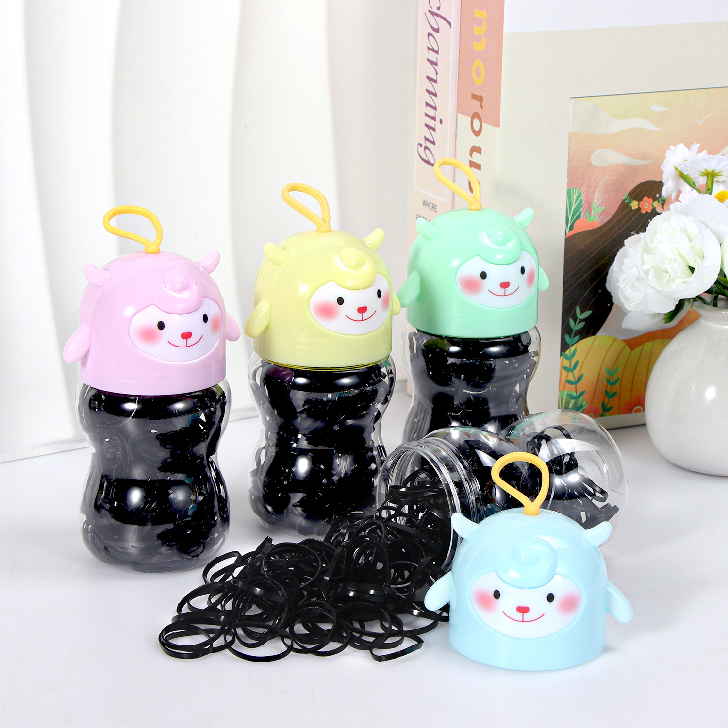 Banda de goma negra para niños, alto valor elástico, duradero, lazo para el cabello, no daña el cabello, anillo para el cabello de goma, accesorios para la cuerda para la cabeza, puesto