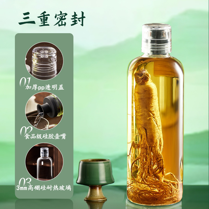 Botella de vino de vidrio botella vacía botella especial de licor de alta calidad envasado separado sellado contenedor de almacenamiento de licor de grado alimenticio