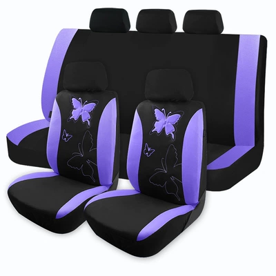 Foreign trade car seat covers with butterfly embroidery, suitable for all seasons, popular cross-border foreign trade product on AliExpress and Amazon (Universal seat cover) - purple-30cm26cm10cm