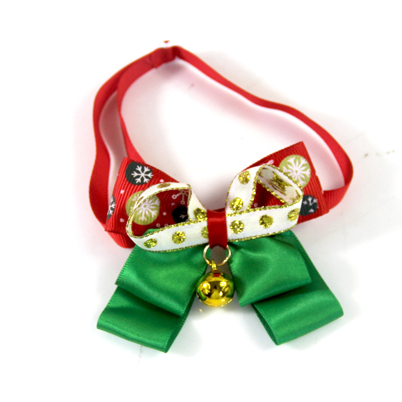 Accesorios de traje de Navidad para mascotas perro Bell pajarita con collar de gato sombrero de Navidad bufanda de doble cara material de terciopelo al por mayor