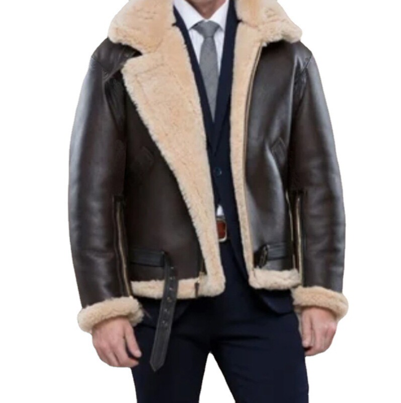 AliExpress PU fur coat lamb fur one-piece short coat big fox fur collar men's coat AliExpress PU fur coat lamb fur one-piece short coat big fox fur collar men's coat