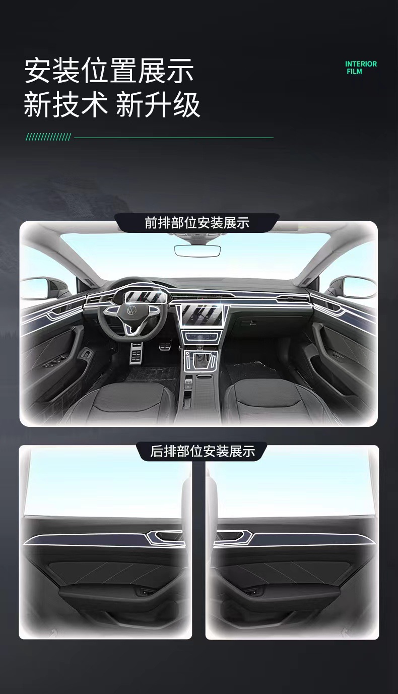 For 21-25 Volkswagen CC center console interior film TPU protection