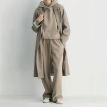 aritz~a  抽绳阔腿卫裤女 中高腰松紧腰垂感直筒休闲运动长裤秋冬