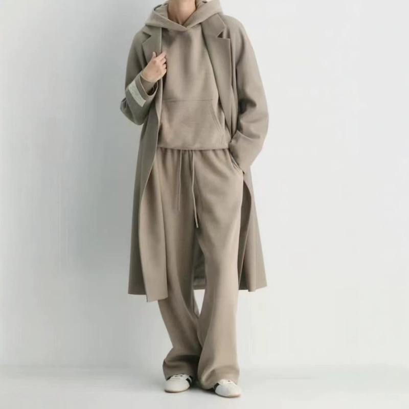 aritz~a drawstring wide-leg sweatpants for women, mid-high waist, elastic waistband, flowing straight-leg casual sports pants for autumn and winter aritz~a drawstring wide-leg sweatpants for women, mid-high waist, elastic waistband, flowing straight-leg casual sports pants for autumn and winter