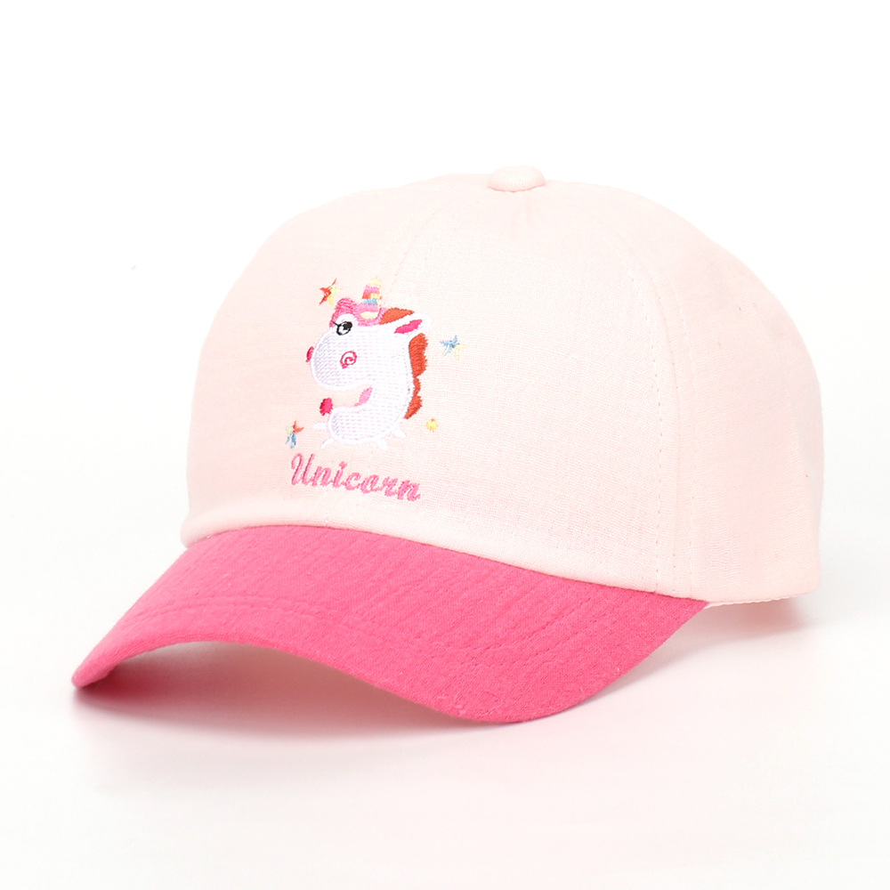 Children's new embroidery cartoon animal unicorn hat Europe and the United States best selling sunshade color matching baseball cap manufacturers wholesale