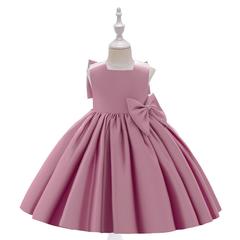 Girls' Dress Children's Dress with Large Bowknot, Korean Version, Middle Childhood Girls' Six-One Host Performance Dress