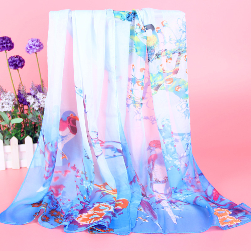 New magpie primrose female chiffon spring and autumn scarf wholesale small scarf shawl scarf female gift factory wholesale