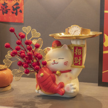 新款招财猫锦鲤入户玄关钥匙收纳摆件门口鞋柜乔迁之喜装饰品礼物