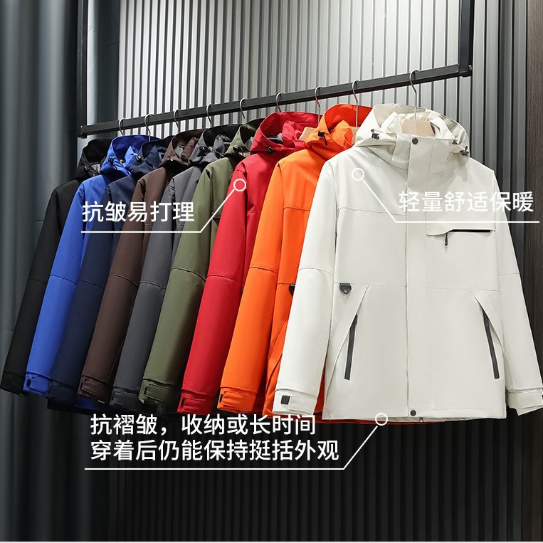 Fleece-Lined and Thickened Three-In-One Detachable Workwear with Custom Logo Printing for Corporate Uniforms and Business Windbreakers