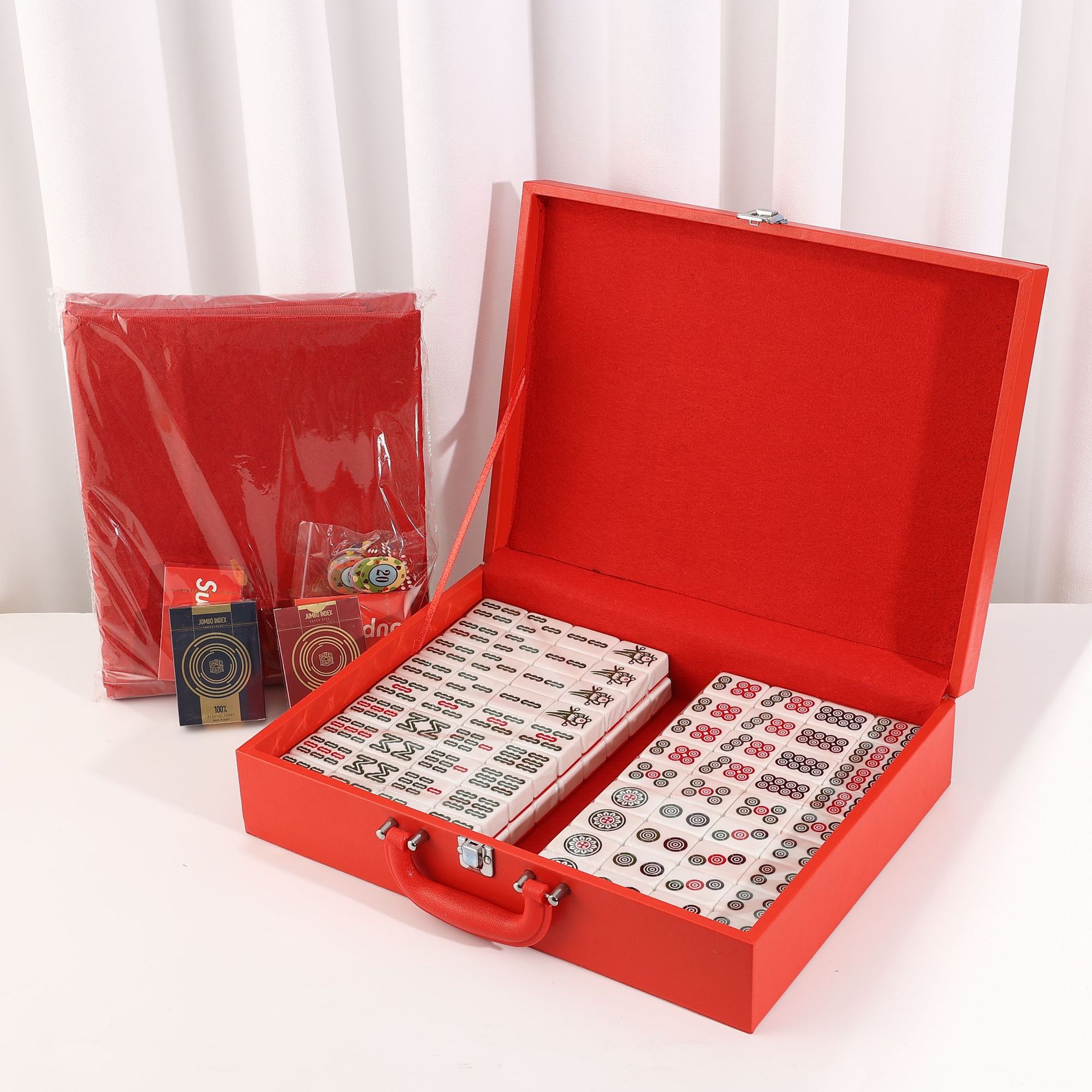Mahjong Tile Storage Box Business Gift Mahjong Packaging Box PULeather Poker Chip Board Game Box