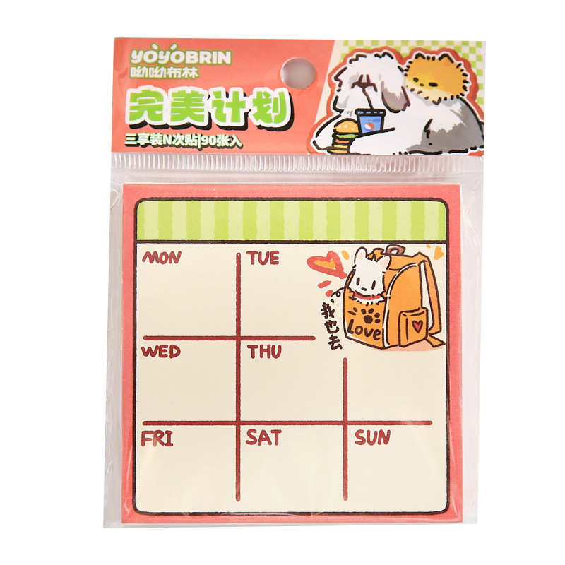 Yoyo Brin Three Enjoy N Tie Bureau Oficina de tiempo Dibujos animados Animal Estudiante Post-it Notas de oficina