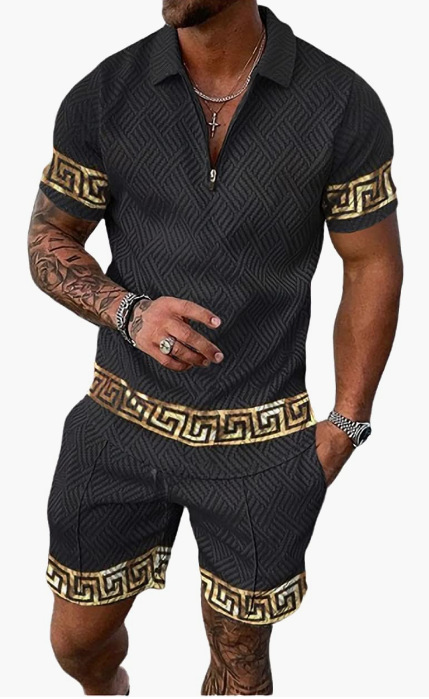 Nuevo europeo y americano transfronterizo de los hombres 3 Polo camisa traje de solapa de manga corta Jersey casual camiseta de los hombres de una sola pieza de entrega