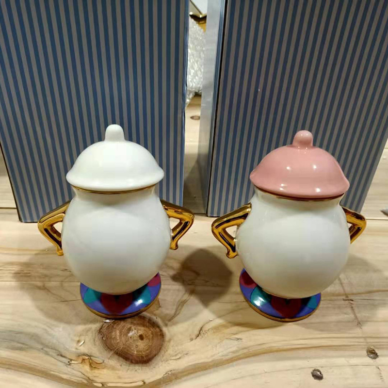 外貿款美女與野獸茶壺茶煲太太陶瓷糖罐套裝茶杯盤子批發
