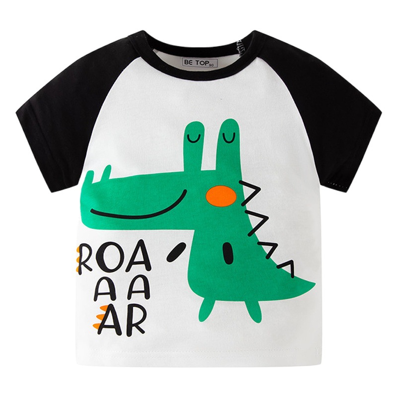 Camiseta de manga corta para niños de verano de algodón para niños de media manga de estilo coreano de dibujos animados para bebés de moda entrega de una pieza para niños