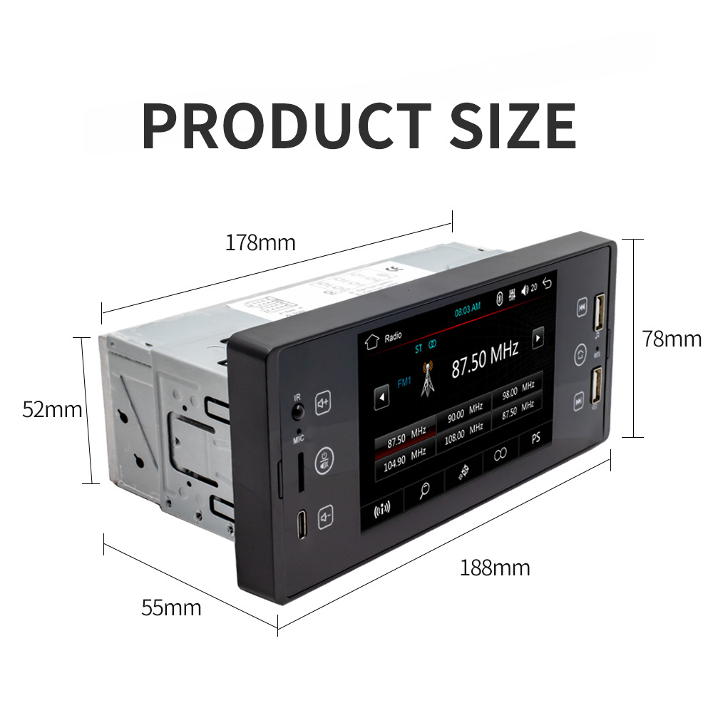 5 inch single ingot Apple wireless carplay HD touch screen reversing image priority car Bluetooth MP5 player
