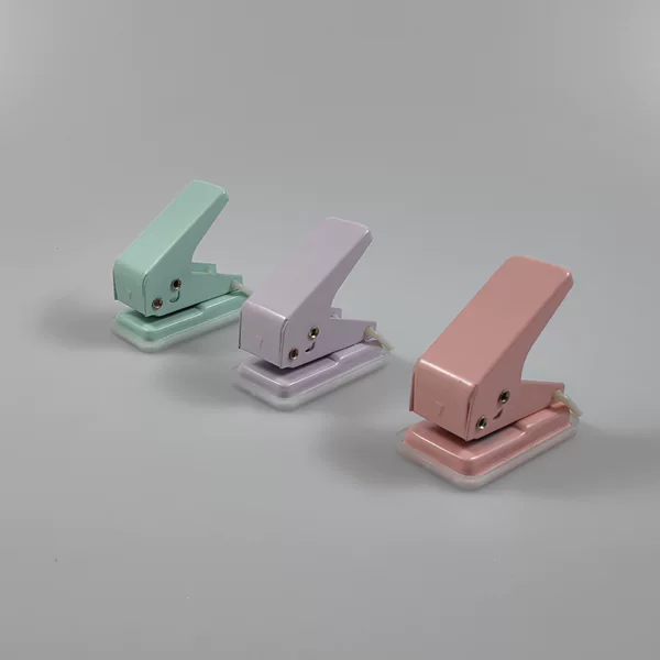 Macaron color metal mini single hole ring dry puncher cute student stationery office loose leaf puncher