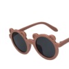 Children's cute sunglasses, cartoon retro fashionable glasses, with little bears