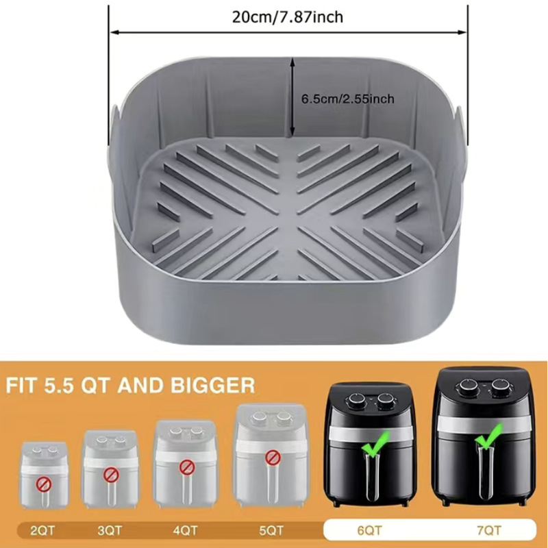 Sartén de silicona freidora de aire para hornear cesta portátil estera de silicona horno para hornear pan de aire transfronterizo sartén estera pastel para hornear pan