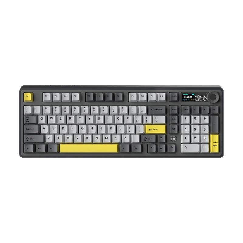 Черная клавиатура Jue AK980 3 модели 98 широкая беспроводная игровая клавиатура с экраном 2.4G/Bluetooth/проводная