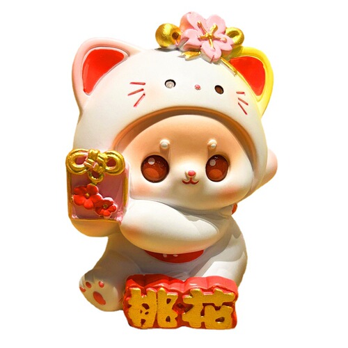 Creative festive and cute Lucky Cat Doll Car Ornaments Resin Crafts Office Desktop Decorations Gifts