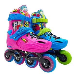 Firth Children's Roller Skate Set Flat Flower Casual Dual-Use Skate Fancy Roller Skate Straight Wheel E2 Training Style