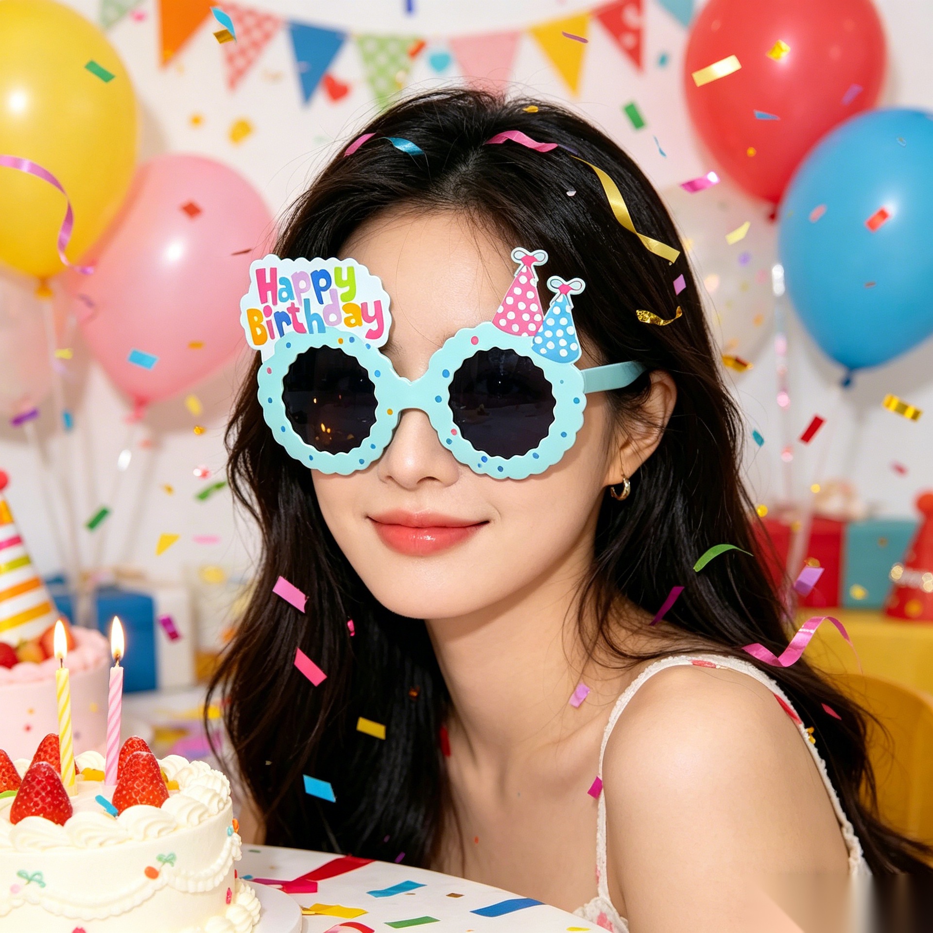 Cumpleaños temático fiesta gafas extrañas feliz cumpleaños pastel vela gafas de diseño de cumpleaños accesorios de fotos