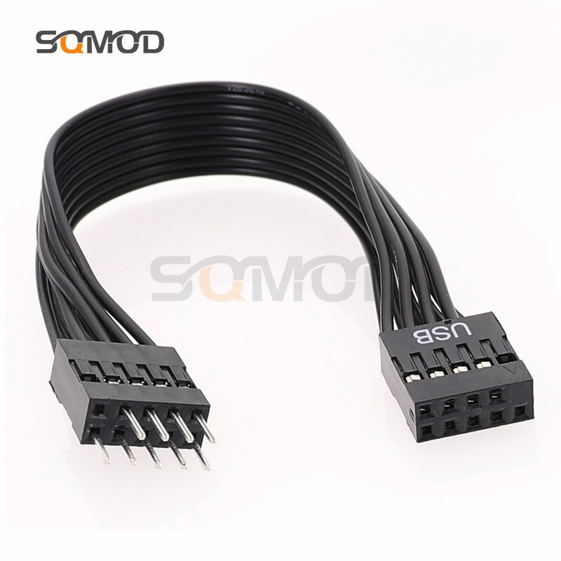Motherboard USB extension cable USB 9-pin male-female extension cable all black cable 15cm 30cm 50cm