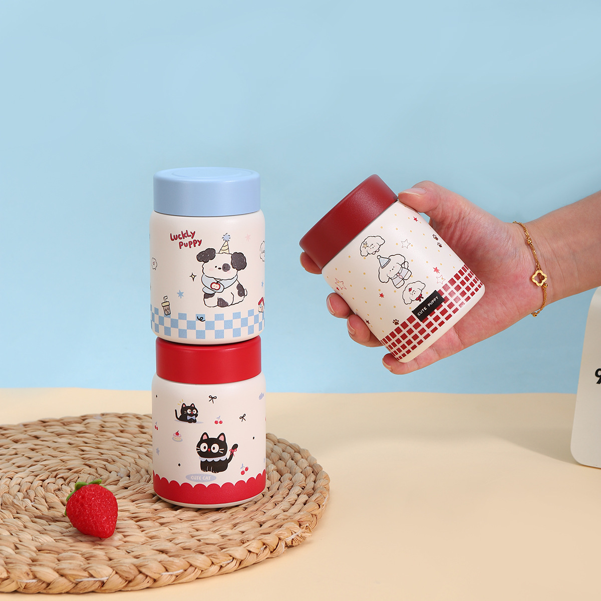 Gourde thermos en acier inoxydable mignonne compacte portable_voghion.com