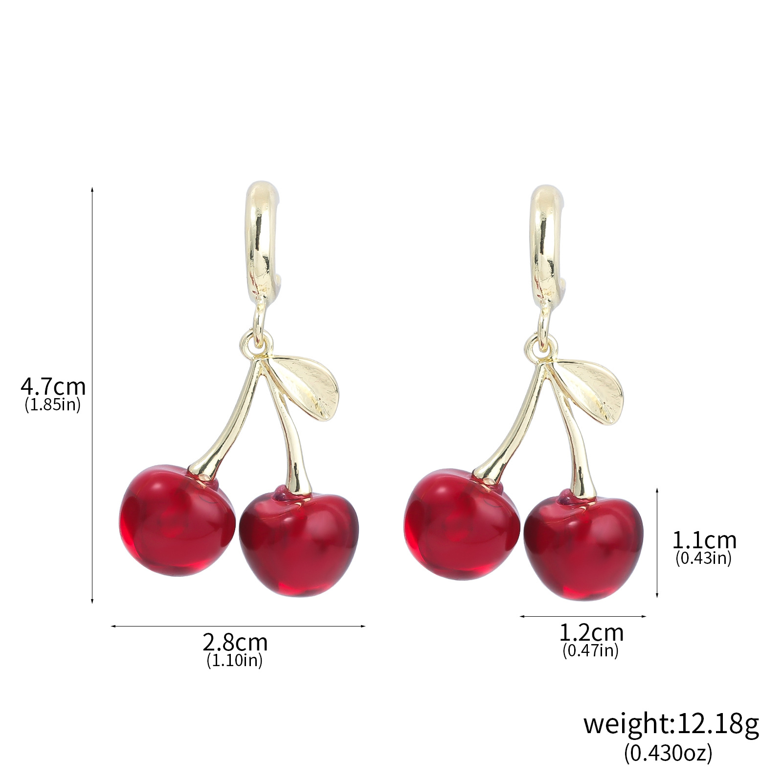 16g Weight Alloy Ear Needle Material Drop Earrings Classification 1 Pair Quantity Casual, Daily Occasion Zinc alloy Material Cherry Pattern Women's Gender Sweet Style 1 Pair Sweet Cherry Zinc Alloy Drop Earrings 1