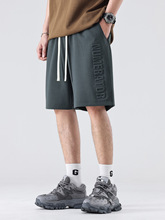 GTRG新款美式高街字母钢印重磅五分裤夏季薄款纯色宽松运动短裤