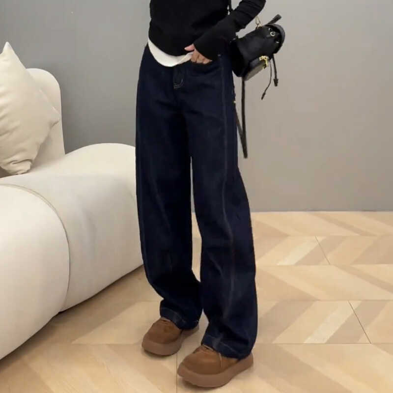 女性用スラブジーンズ、スリムバナナパンツ、春のスリムワイドレッグパンツ、小柄な人向けの万能ルーズ鎌フロアレングスパンツ|undefined