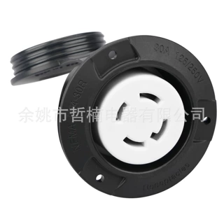 J24美国家用户外L14-30安插座，30A墙插带防水盖可用于发电机
