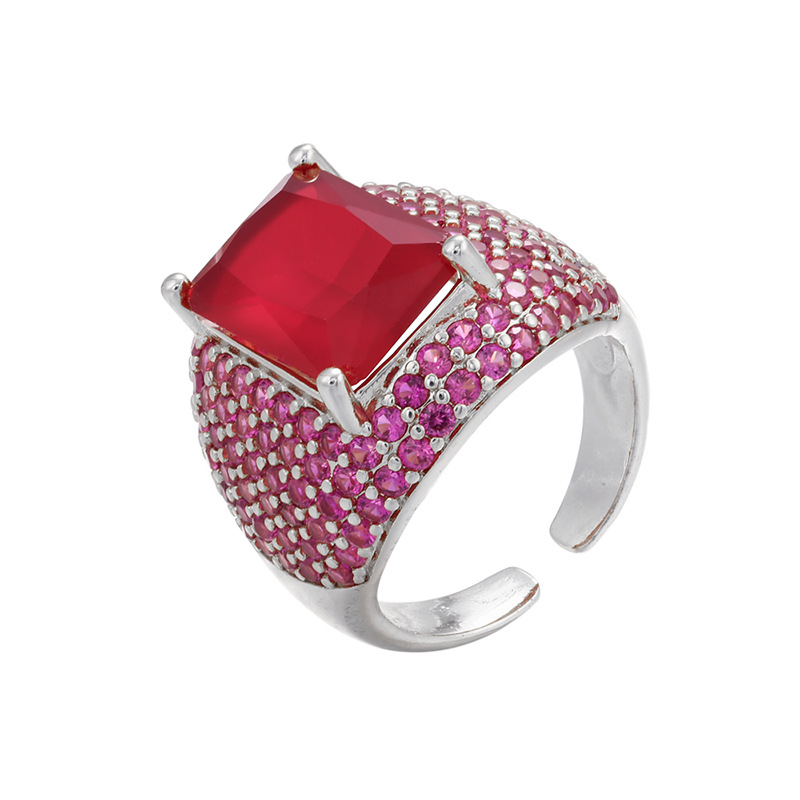 8g Weight Zircon Inlay Material Festival Occasion Copper Material Geometric Pattern Women'S Gender Plating Design Fashion Style White, Purple, Green, Gold Color Copper Plating Geometric Zircon Copper Rings 12