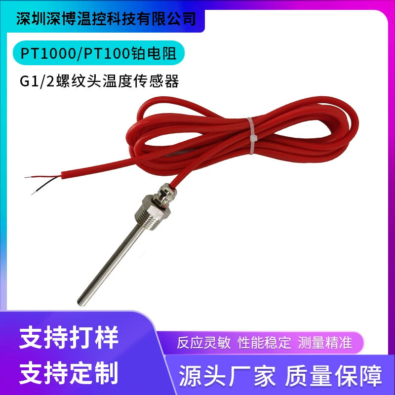 Обработка на заказ PT100/PT1000 Термический датчик температуры сопротивление платины Четырехрезной термометр зонд